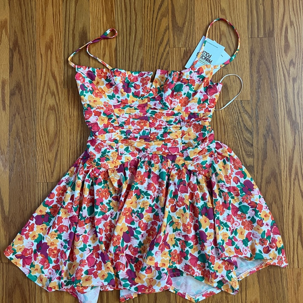 Princess Polly Floral Mini Dress - Red, Yellow, Green